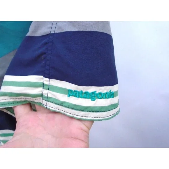 Patagonia Wavefarer Boardshort Fitz Stripe Navy Blue Mens Size 32 Beach Outdoors - Picture 4 of 6
